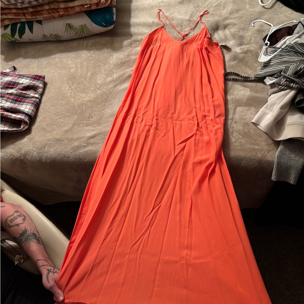 Elegant Orange Maxi Dress